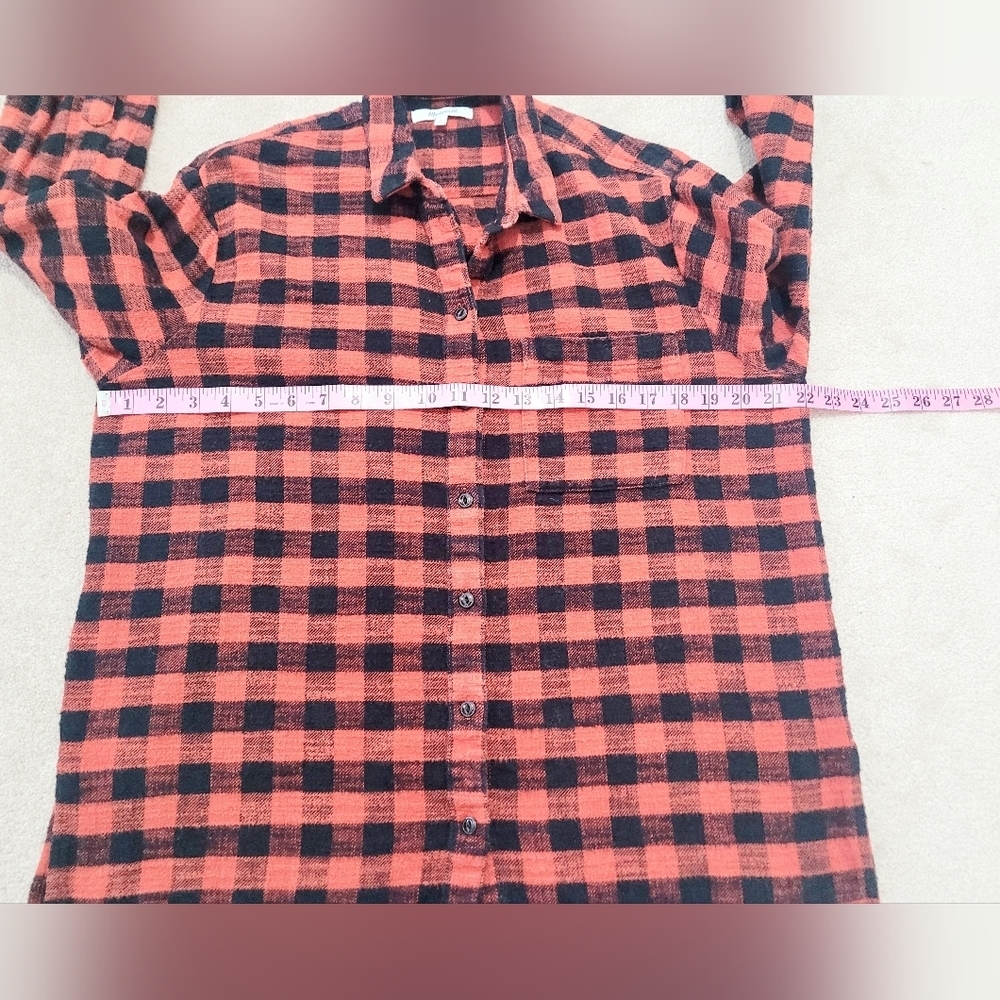 Madewell Woman Buffalo Plaid Flannel Shirt Small Red Black 100% Cotton Oversize - Picture 8 of 12